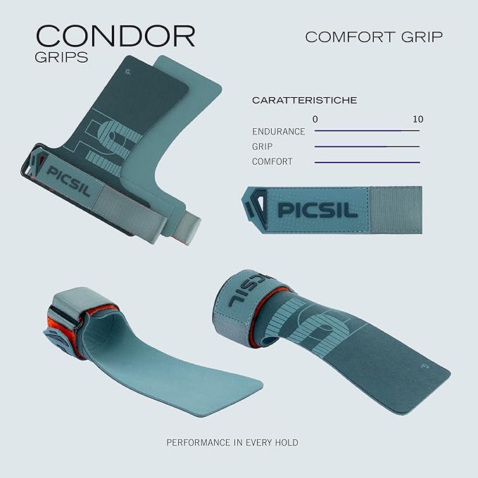 PICSIL - Condor Grips | Premium Hand Protection | Ideal for Cross Training, Gym & Calisthenics | Magnesium Enhanced Grip | Designed for Athletes of All Levels