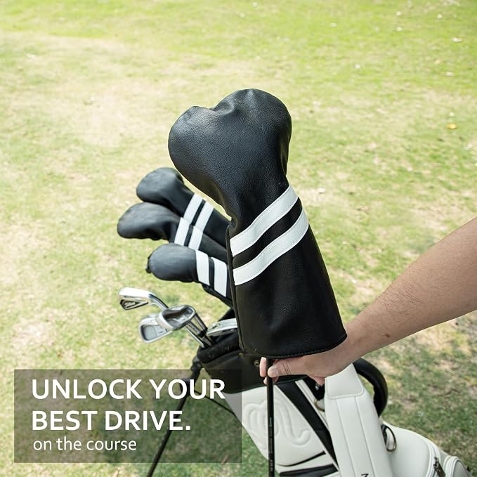Headcovers, Leather Golf Club Covers, 1pc or 3pcs Set Lucky Clover Driver Headcover, 3 Wood Head Cover, Hybrid Rescue UT Headcover, Classic Golf Accessories