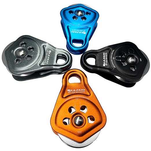 30kN Upgraded Rescue Single Pulley Sheave with Swing Plate,CE High Strength Pulley for Backyard Zipline, Climbing, Rock Rescue Lifting, Hauling, Fit Rope up to 13 mm/Holds Up to 6750lbs,Black