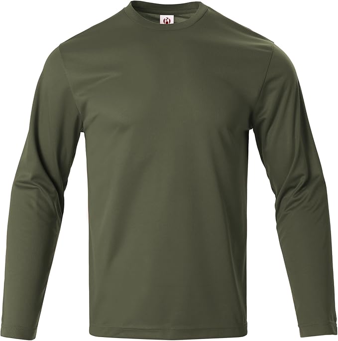 Mens Long Sleeve T-Shirts Casual Crew Neck Tee Shirt Summer Soft Running Swimming Cycling Fishing Tops