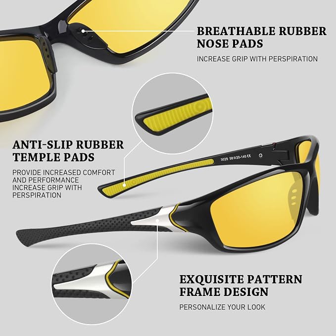 WEAROYO Polarized Sports Sunglasses for Men Women,Fishing Driving Rectangular Goggles UV400 Protection