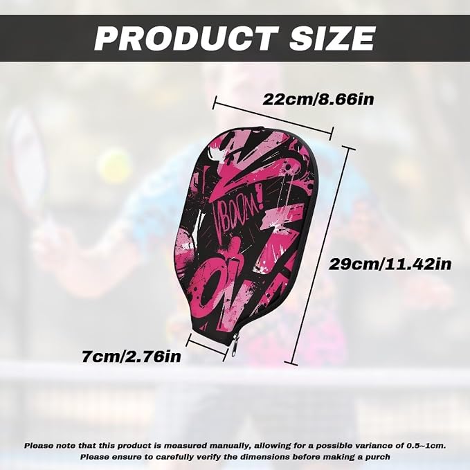 Pickleball Paddle Covers, Fits Standard Pickleball Racquets, Durable Zippered Paddle Cover Universal 8.6 x 11.4Inch