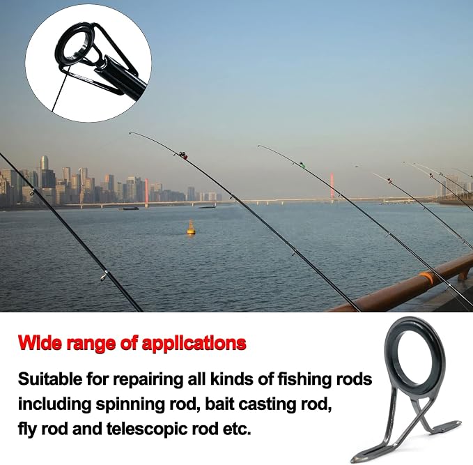 FishTrip Rod Repair Kit 40&85pcs Fishing Rod Tip Guide Repair kit Single Leg Ceramic Ring Fishing Pole Eyelets Replacement Kit