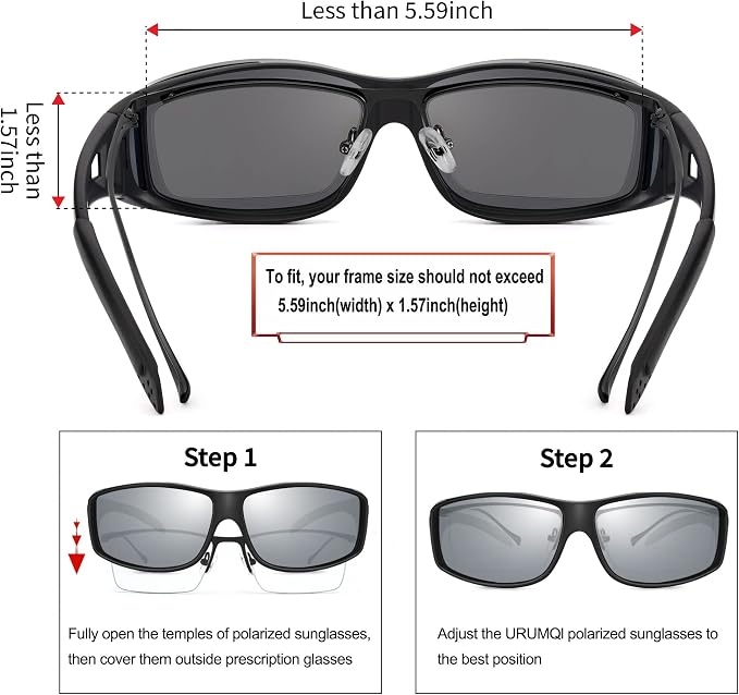 URUMQI Polarized Sunglasses Fit Over Glasses for Men Women, Wraparound Sun Glasses UV400 Protection for Driving Fishing