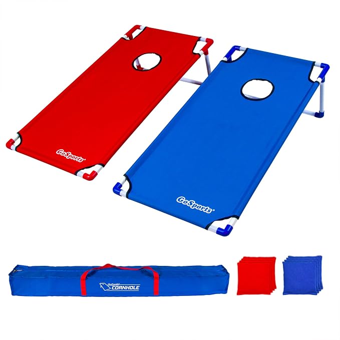GoSports Portable Cornhole Set with Carry Case - Outdoor Lawn Bean Bag Toss Game for Adults and Family - Beach, Camping, Yard Games & More
