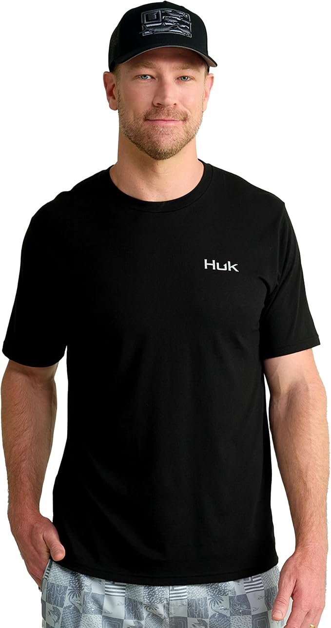 HUK Mens Performance Fishing Logo Tee, Short Sleeve T-Shirt for Men