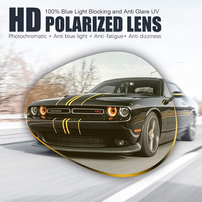 Polarized Photochromic Sunglasses for Men - UV Protection and Lightweight Sun Glasses for Driving Fishing