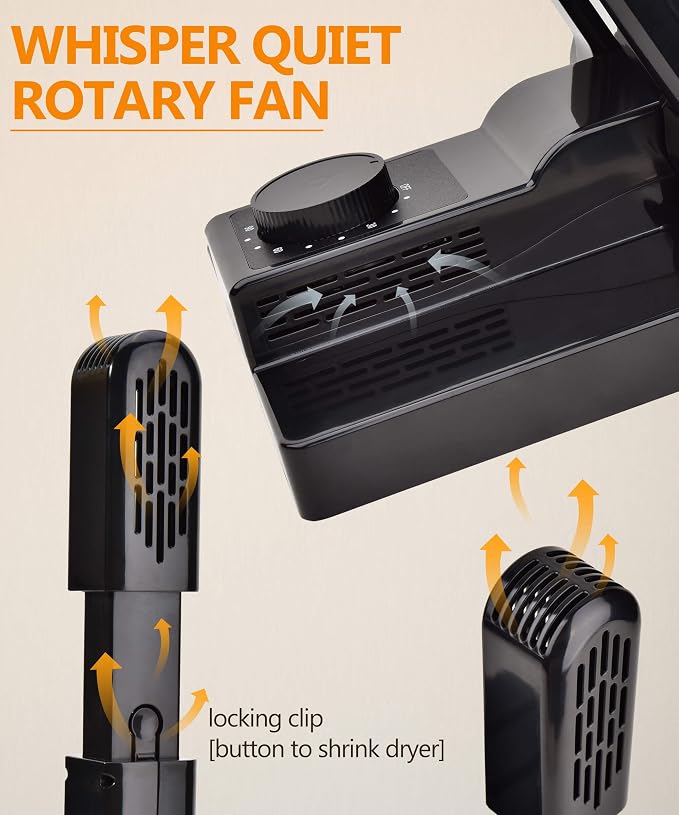 Portable Electric Shoes Boots Dryer and Warmer with Timer Heater and High Output Fan, Folding and Drying Adjustable Rack