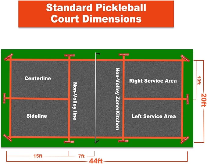 PortablePickleball Court Marking Kit,Innovative, 10 Zippered sandbags Keep thewind from Messing Around,Temporary Pickleball Boundary Lines, 8 Nylon webbings, Net Not Included