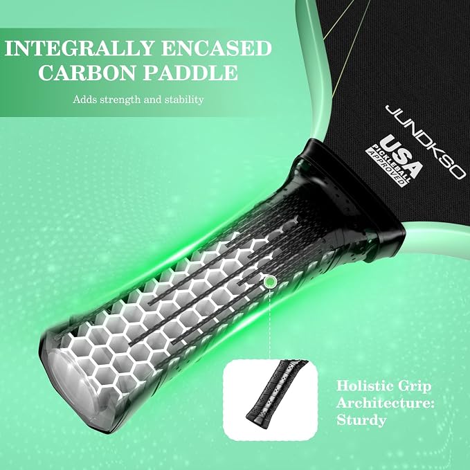 Pickleball Paddles Set of 2 - Composite Carbon Fiber Pickle Ball Paddle - USAPA Approved Pro Pickle Racket - Portable Outdoor Sports Equipment - Men's and Women's Training or Game Gift Set