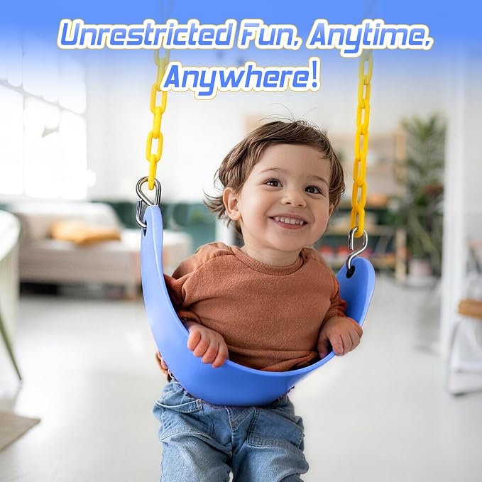 SEKKVY Swing Seats with 66" Heavy Duty Chains, Swing Set Accessories Replacement with Snap Hooks, Toddler Swings Supports 250 lbs for Outdoor Backyard Playground, Indoor Swing for Kids, Blue 1 Pack