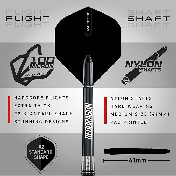 RED DRAGON Pegasus: 21g - Tungsten Darts Set with Black Stems, Black Flights and Wallet