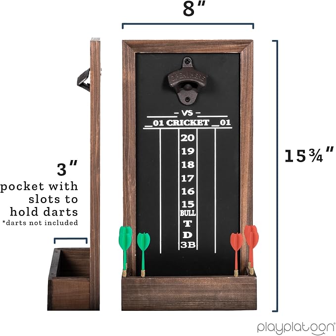 Play Platoon Dart Scoreboard & Darts Holder Wall Mount - Wood Score Board, Professional Darts Accessories, Dart Holder
