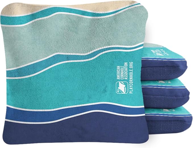 ACA Synergy Pro Professional Cornhole Bags Dual Sided Regulation 6x6 Set of 4 Multicolor Waves Blue