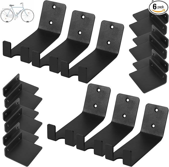 6 Pack Bike Wall Mount Bike Pedal Hanger Wall Mount Bike Hangers Heavy Duty for Garage Vertical Bike Wall Hangers Bike Display Stand Space Saving Wall Bike Rack (6 Pack)