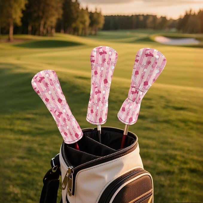 Rnyleeg Golf Club Head Covers for Women Driver Head Cover Leather Fairway Wood Headcover Hybrid Headcovers for Golf Clubs