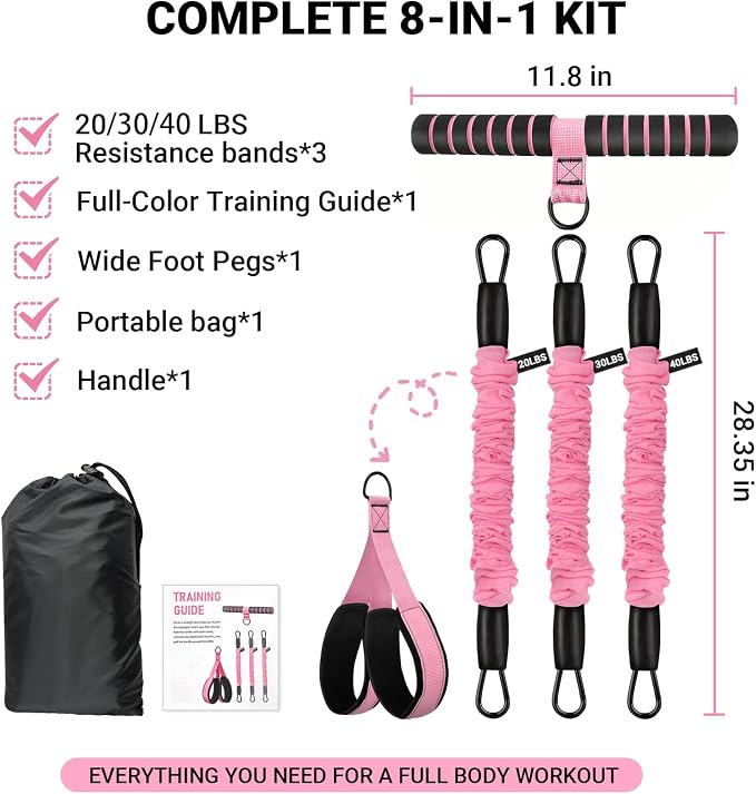 Pedal Resistance Bands with Handles, Adjustable Resistance Bands, Max 90Lbs