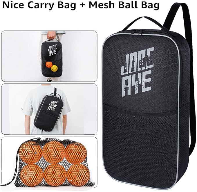 JoncAye Pickleball Paddles Set of 4 or 2, USAPA Approved Fiberglass Rackets with Outdoor Indoor Balls, Bag, Overgrip, Lightweight for Family, Professional Equipment for Beginners Intermediate