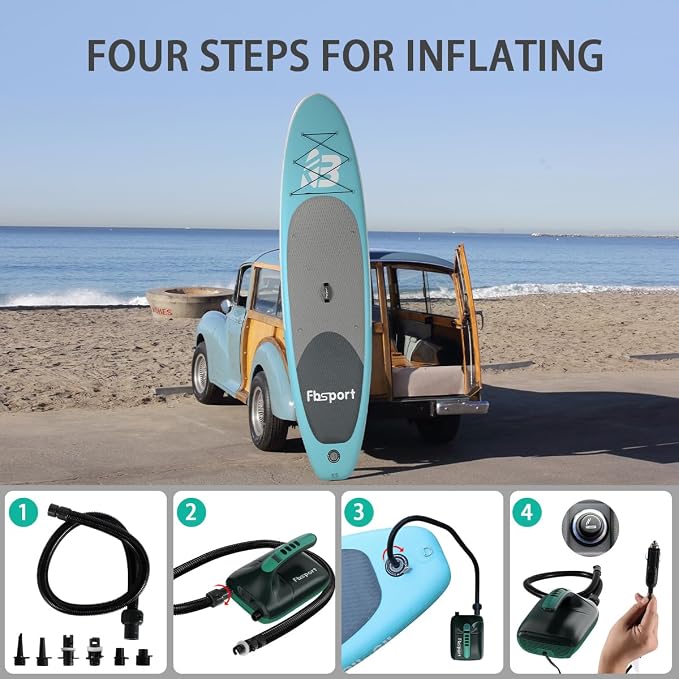 Electric Paddle Board Pump, 20PSI SUP Air Pump with Inflation & Deflation Functions & 12V DC Car Connector, Portable Quick Inflator for Inflatable Paddleboard, Kayaks, Boats and Air Mattresses