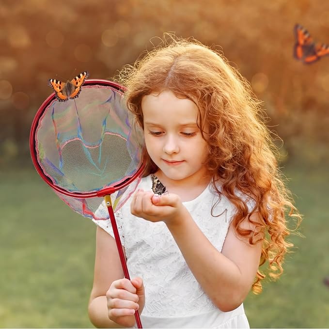 6 Pack Telescopic Fishing Nets, Retractable Lightweight Aluminum Alloy Landing Nets with Non-slip Handle for Catching & Releasing Frogs, Butterflies, Fish for Beach, Pond, Park Outdoor Use