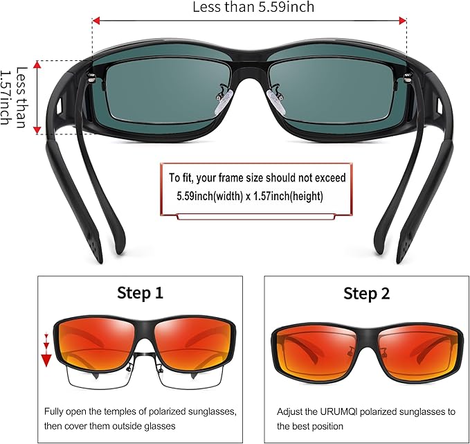 URUMQI Polarized Sunglasses Fit Over Glasses for Men Women, Wraparound Sun Glasses UV400 Protection for Driving Fishing