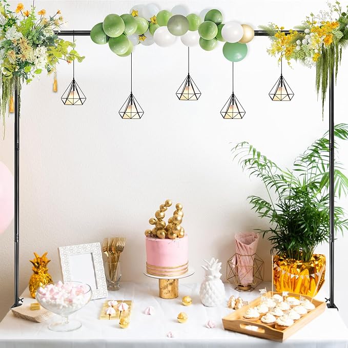 Over The Table Rod Stand with Clamps, Black Metal Table Arch Adjustable 38"-47" Tall 34"-102" Length, Table Balloon Arch for Wedding, Anniversary, Birthday, Party, Christmas Decoration