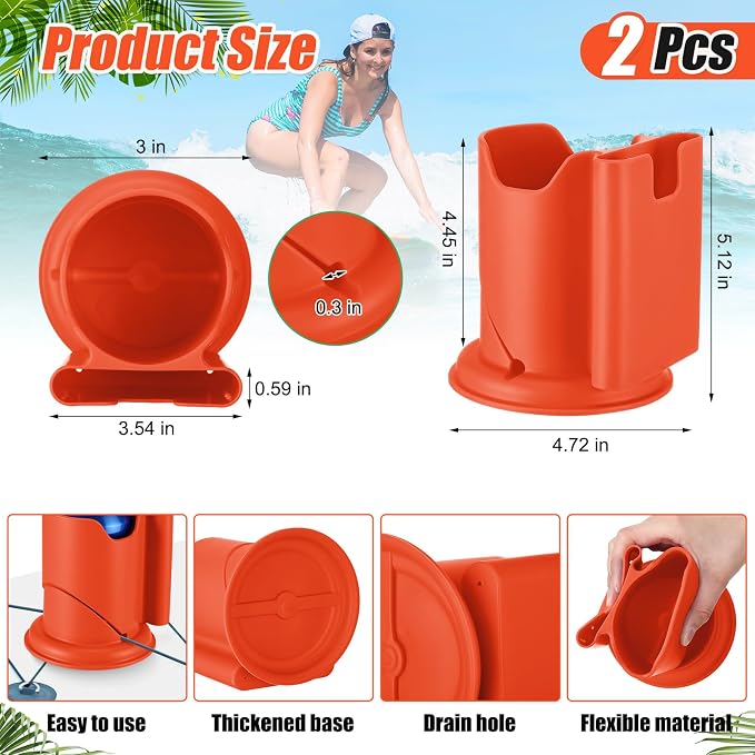 2 Pcs Paddleboard Cup Holder 2-in-1 Paddle Board and Kayak Drink and Phone Holder Paddle Board Accessories for Surfboards, Canoes, Sups, Kayaks, Boats (Orange)