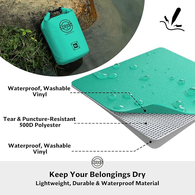 STOVER 5/10/25/30/40/55L Waterproof Dry Bag- Roll-Top Backpack w/Phone Case- Kayaking, Hiking, Camping, Boating- Men/Women