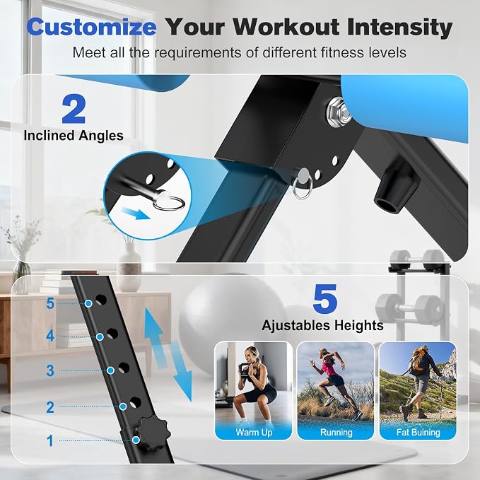 RELIFE REBUILD YOUR LIFE AB Workout Machine Adjustable Ab Trainer Machine Foldable Ab Cruncher Strength Training Equipment for Home Gym, Full Body Workout Equipment 440 LBS