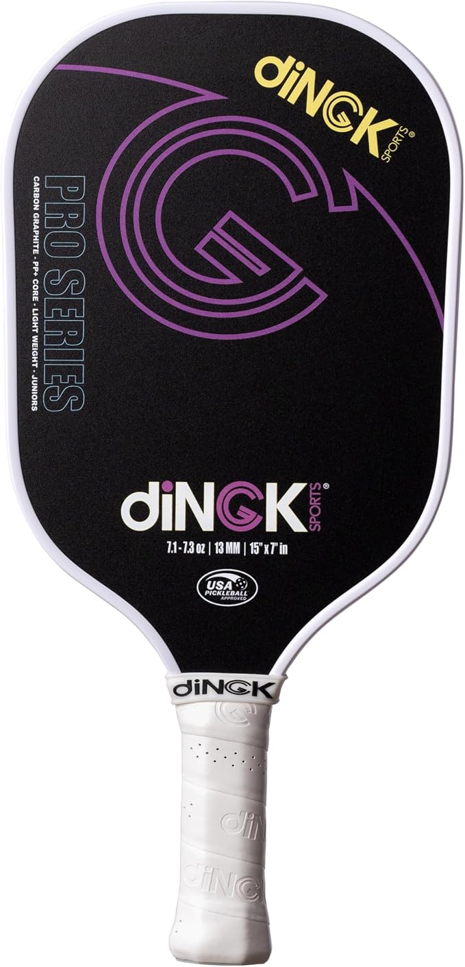 Junior Pro Series Youth Pickleball Paddle, Lightweight 7.1-7.3 oz Carbon Fiber Paddle for Kids, Professional-Grade Design, Durable Edge Guard, 15” x 7”