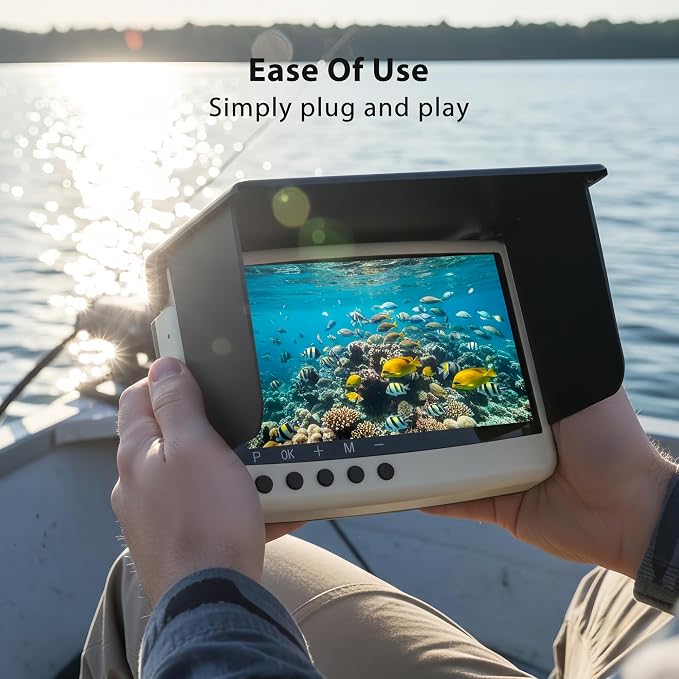 Underwater Camera & Fish Finder: 5.5 Inch OLED 1080P Waterproof Ice Fishing Camera with Monitor｜Portable Fish Finders for Ice/Lake Fishing｜Depth Finder for Boat/Kayak & Murky Under Water
