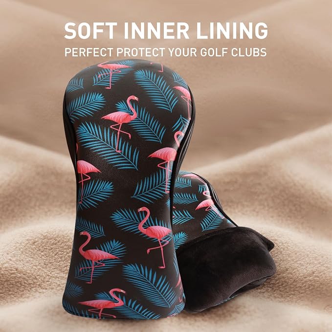 FINGER TEN Golf Club Head Covers for Woods Driver Fairway Hybrid with Interchangeable Number Tag 1 3 5 Premium Leather Headcovers for Women Men