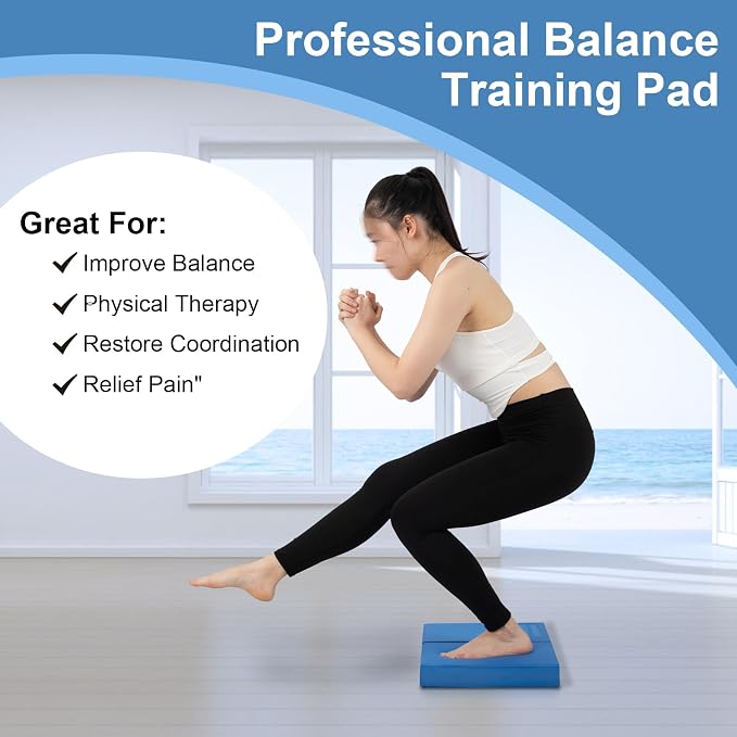 StrongTek Balance and Flexibility Training Set: 2-in-1 Non-Slip Balance Pad & Adjustable Wooden Slant Board