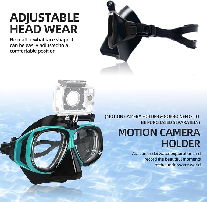 Snorkeling Gear for Adults Youth, Nearsighted Anti-Fog Diving Mask & Silicone Dry Snorkel for Scuba Diving Spearfishing Freediving
