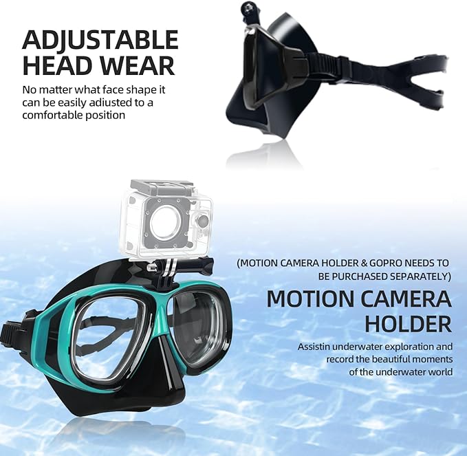 Snorkeling Gear for Adults Youth, Nearsighted Anti-Fog Diving Mask & Silicone Dry Snorkel for Scuba Diving Spearfishing Freediving
