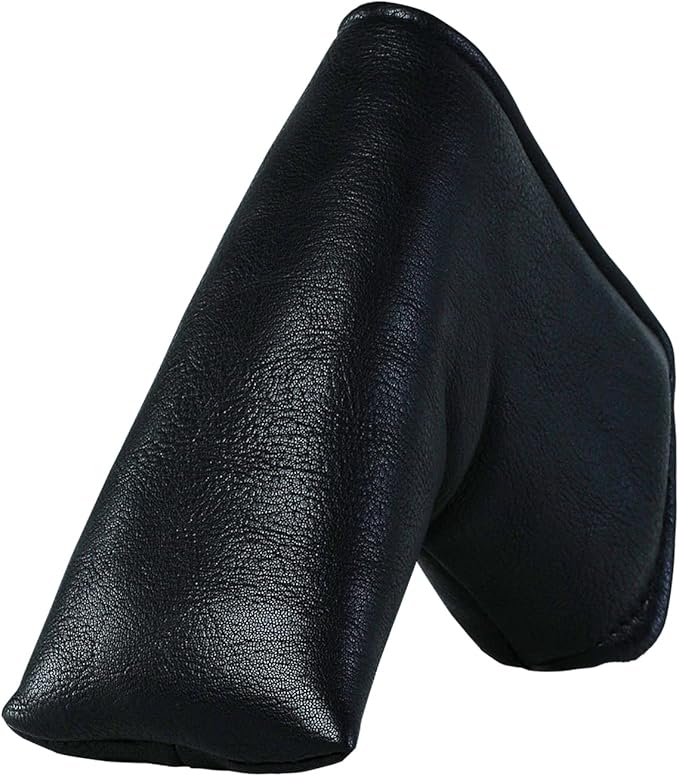 Golf Club Covers – Blackout Leather Driver Headcover, Fairway Wood, 3 Wood, Hybrid, Fits Mallet Blade Putter Head Covers Alignment Stick Cover