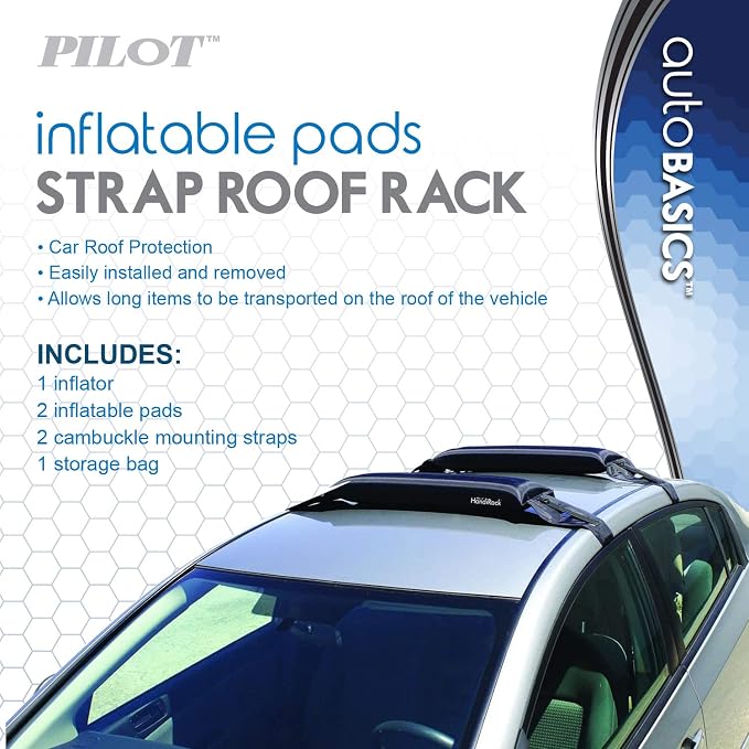 Pilot CG-30 2 Strap Roof Rack with Inflatable Pads - 45 Lb. Load Limit - Car Roof Protection against Deep Paint Scratches and Dings