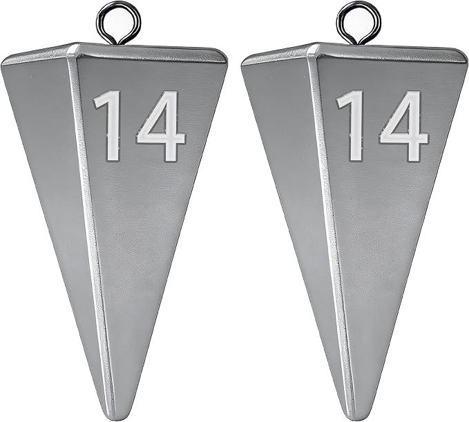 Pyramid Sinkers Fishing Weights, Saltwater Fishing Sinkers for Surf Fishing Gear Tackle - 1oz, 2oz, 3oz