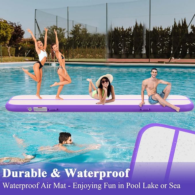 Estgora Gymnastics Mat for Tumbling Tumble Track, Thick Inflatable Gymnastic Training Equipment For kids At Home Gym Cheerleading with Electric Pump