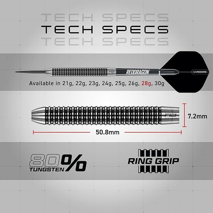 RED DRAGON Pegasus Original | Pegasus Switch Points - Powered by Winmau | Professional Tungsten Darts Set | Steel Tip 21g - 30g | Enhanced Grip & Precision - Flights, Shafts & Case Included