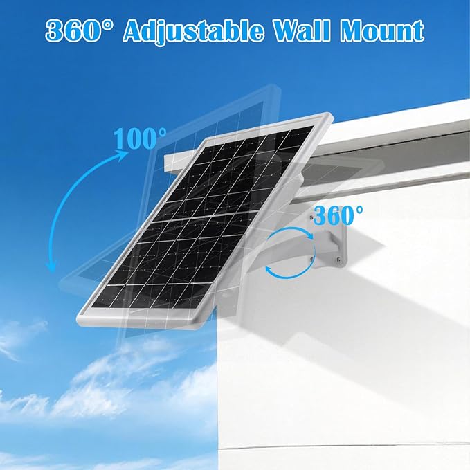 8W Solar Panel Built-in with 12000mAh Battery for Security Camera Outdoor, 4in1 Plug Charger Panel for Ring/Eufy/Wyze Battery cam, Support Emergency Power for Camping Hiking Lights, Phones, Tablet PC