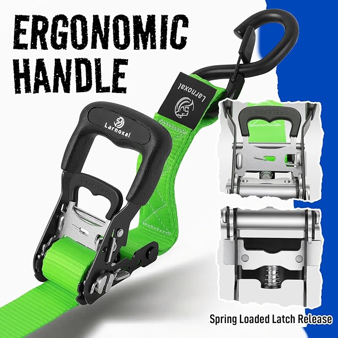 Ratchet Straps, 1.5 inch x 15 ft(4 Pack) Heavy Duty Tie Down Straps, Ratchet Tie Down Straps with Soft Loops-5,208 lbs (Green)