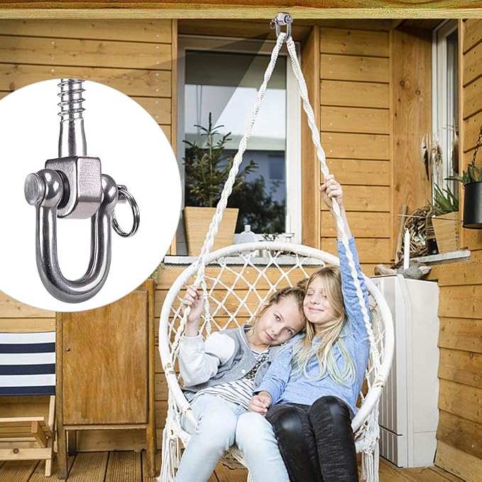 SELEWARE 6 Pack Swing Hangers Swing Set Hooks Stainless Steel Hammock Hooks for Porch Swing, Hammock Chair, Heavy Bag, Yoga Silk, Suspension Straps, Gymnastics Rings