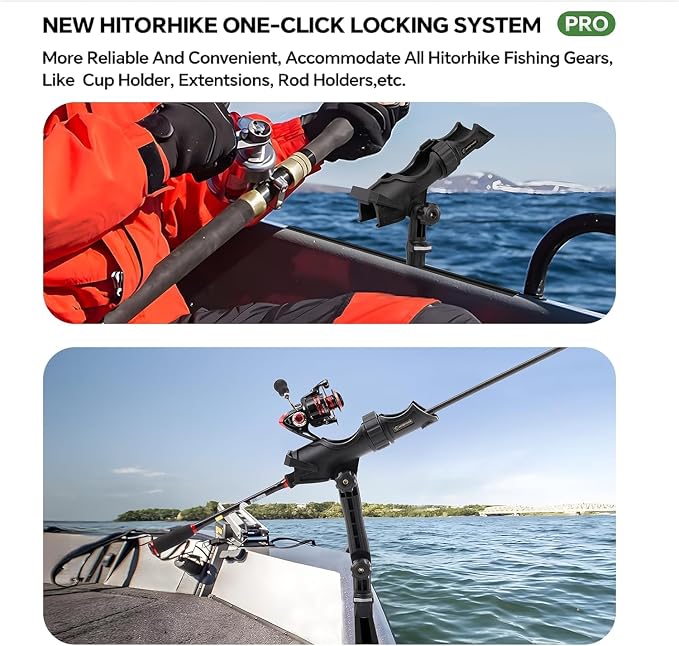 HITORHIKE Fishing Rod Holder Universal Fit Kit Allows for 360-degree Adjustment Kayak Fishing Boat Powerlock Rod Holder
