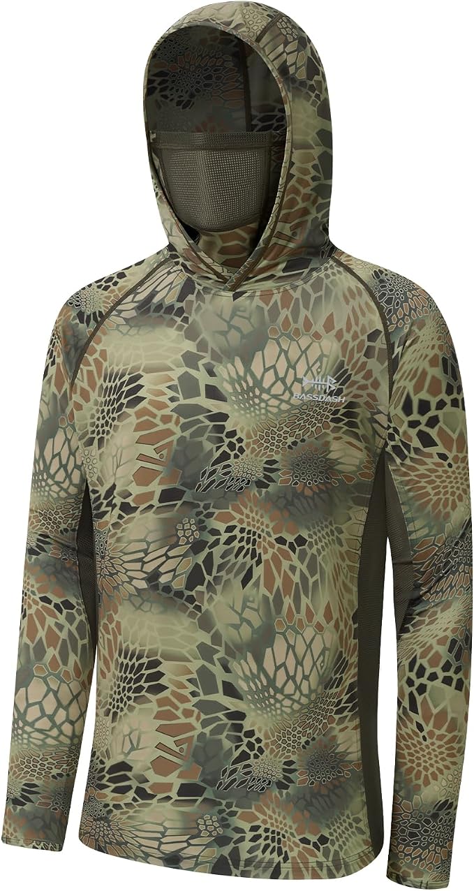 BASSDASH Men's UPF 50+ Camo Long Sleeve Hunting Fishing Hoodie Shirt