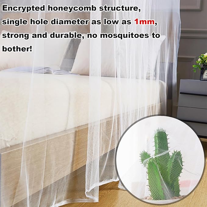 Camping Mosquito Net 10'x10' Ultra Large White Outdoor | One-opening 118"x118"x77", Bottom Fixing Strap, Insect Netting Mesh, w/ Carrying Bag for Camping, Picnic, Patio, Trips