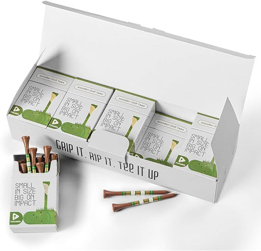 FINGER TEN Premium Bamboo Wood Golf Tees Unique Box Design 18-Pack Per Box Value 18/72/180 Pack, Wooden Tees in 2 3/4" 3 1/4" Durable for Golfers, USA Flag Design Pro Tee Choice