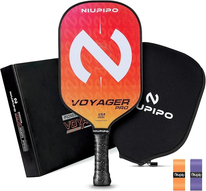 niupipo Pickleball Paddles Set of 2/4/1, USAPA Approved Carbon Fiber & Fiberglass Hybrid, Easy Power, Polypropylene Honeycomb Core, Cushioned 4.72" Grip, Bag/Cover, Pickleball Paddle Set for Men Women