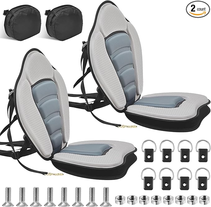 Lewtemi Thicken Kayak Seat with Back Support Canoe Paddle Board Seat with Detachable Storage Bag Adjustable Sit on Top Paddleboard Cushion for Kayaking Canoeing Rafting