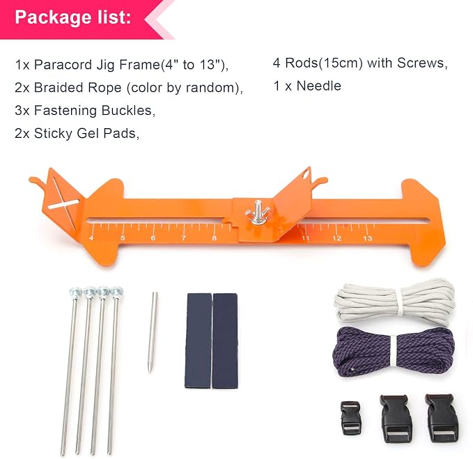 Catcan 2 in 1 Paracord Bracelet Making Kit, Paracord Jigs and Tools, Adjustable Length DIY Craft Monkey Fist Jig Tools 4" to 13" with Free Cord and Buckles